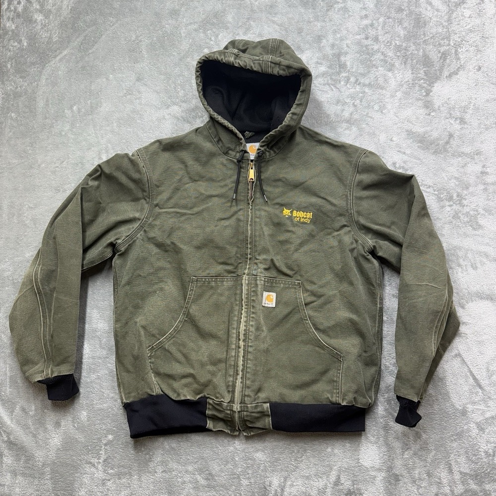 Vintage Carhartt Green Hooded Jacket Lined Size XL ( Tag Cut ) Made In USA